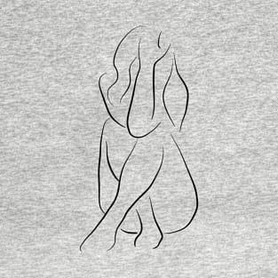 Female Nude Line Drawing - Cora's Turn to Cry T-Shirt